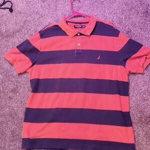 Men's XXL Nautica SS Golf Style 2 Tone Orange and Navy Polo Shirt